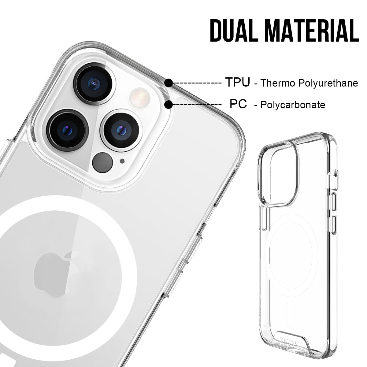 ZEOS KLARITY-MS Magnetic Protective Clear CASE for iPhone 13 Pro Max - Zeosmobile.com