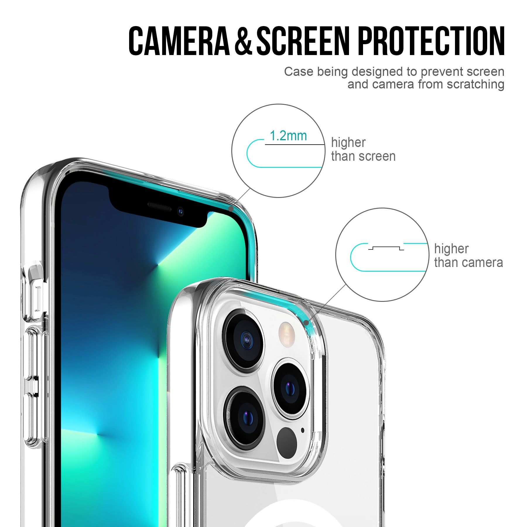 ZEOS KLARITY-MS Magnetic Protective Clear CASE for  iPhone 13 Pro
